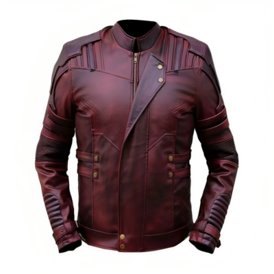 Guardians of the Galaxy 2 belted leather jacket Dark maroon leather Jacket