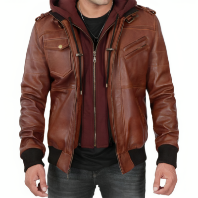 Brown Slim Fit Leather Jacket