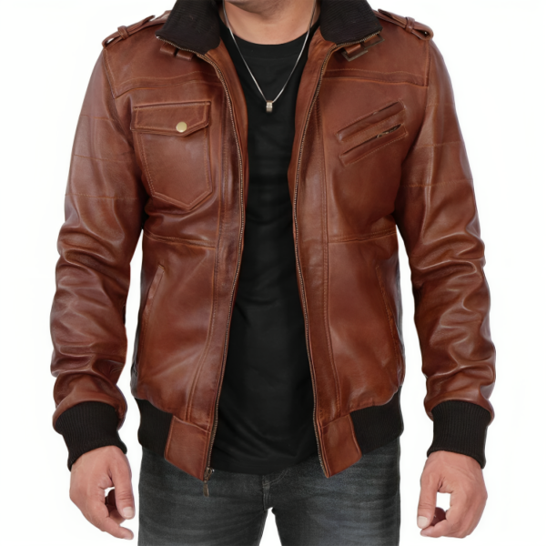 Brown Slim Fit Leather Jacket