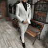 Men's White 3Piece Peak Lapel Suit