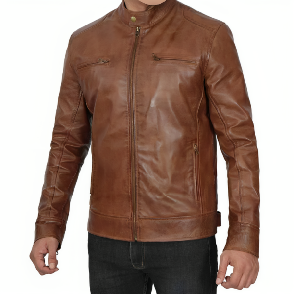 Cafe Racer Brown Leather Jacket | Vintage Motorcycle Jacket
