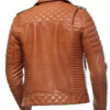 Mens Cafe Racer Quilted Moto Style Tan Biker Leather Jacket