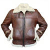 Men's Pilot Flying B3 Bomber Brown Air Force Aviator Fur Shearling Leather Jacket by SCIN