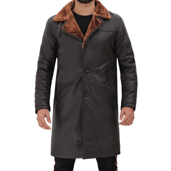 Real Leather Shearling Trench Coat Mens