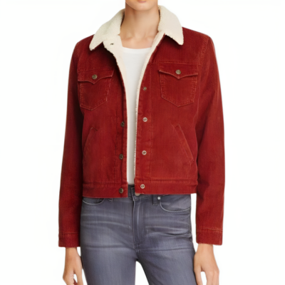 Womens Red Denim Nancy Wheeler Stranger Things Jacket