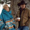 Kelly Reilly Yellowstone Beth Dutton Blue Hooded Poncho Style Coat