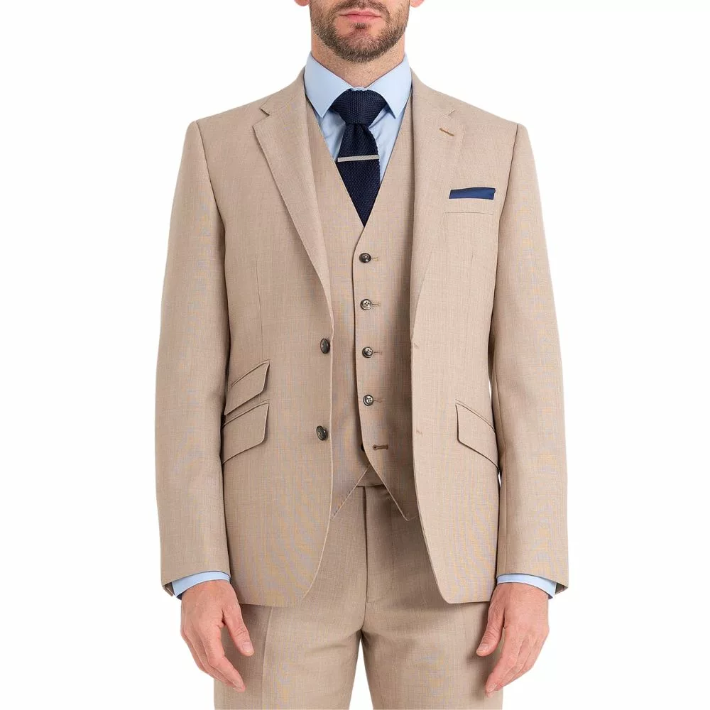 Mens Three Piece Tan Tuxedo Wedding Suit