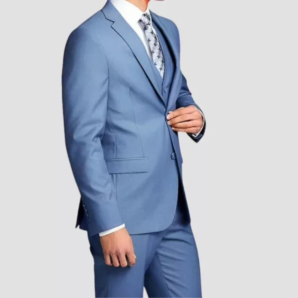 Mens 3 Piece Slim Fit Sky Blue Suit