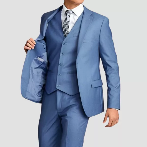 Mens 3 Piece Slim Fit Sky Blue Suit
