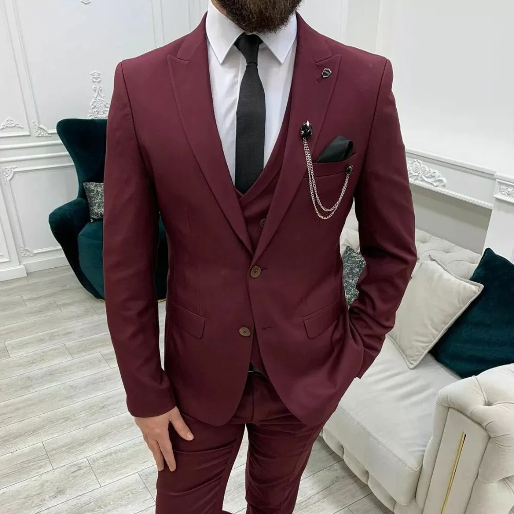 burgundy suit