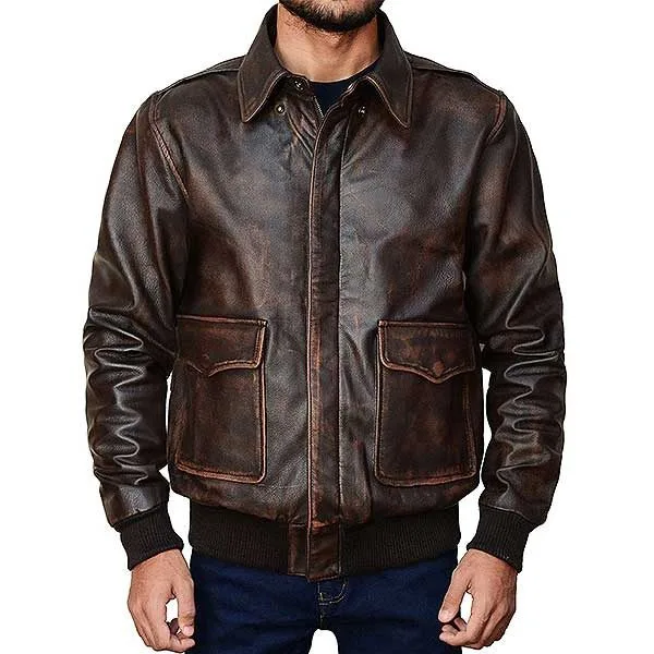 A2 Brown Leather Bomber Jacket