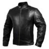 Black Leather Cafe Racer Jacket