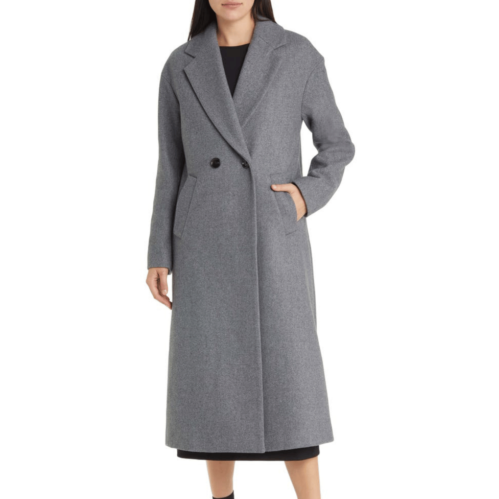 Women’s Double Breasted Grey Wool Coat