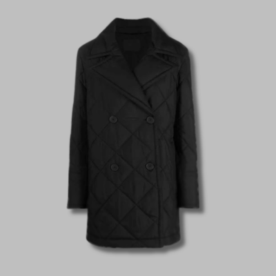 Black Double Breasted Women's Quilted Jacket