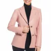 womens leather pink blazer