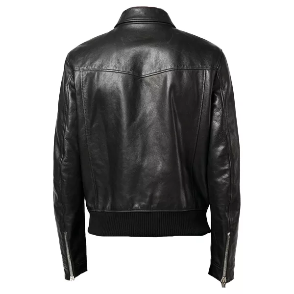 Biker Classic Shirt Collar Leather Jacket