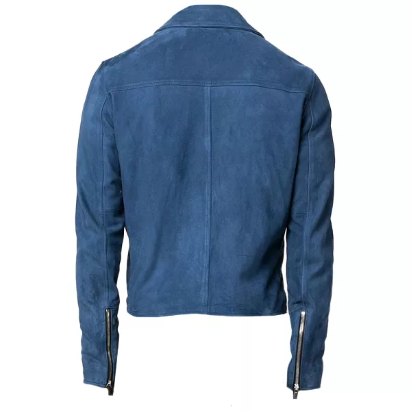 Blue Suede Leather Jacket Men