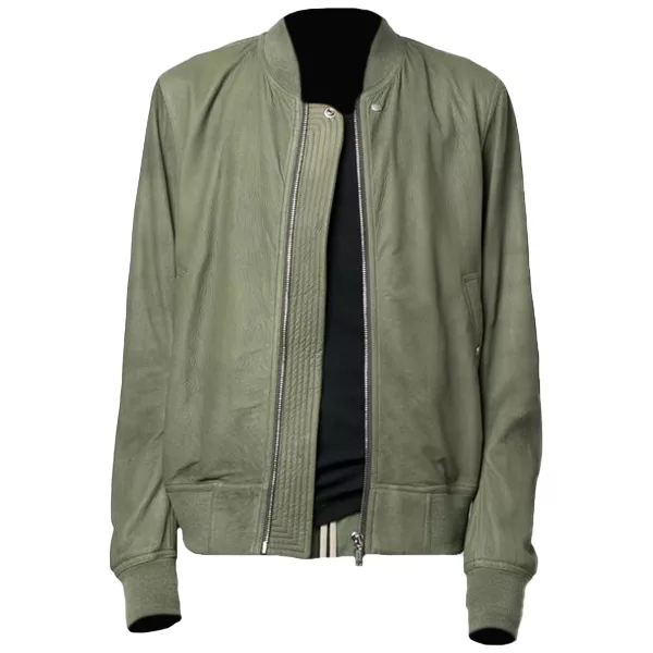 Bomber Jacket Moss Green Leather