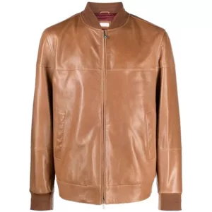Bomber Men Brown Leather Jacket