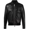 Classic Biker Shirt Collar Leather Jacket