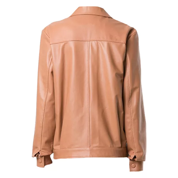 Classic Brown Leather Shirt Womens Genuine Leather Jacket