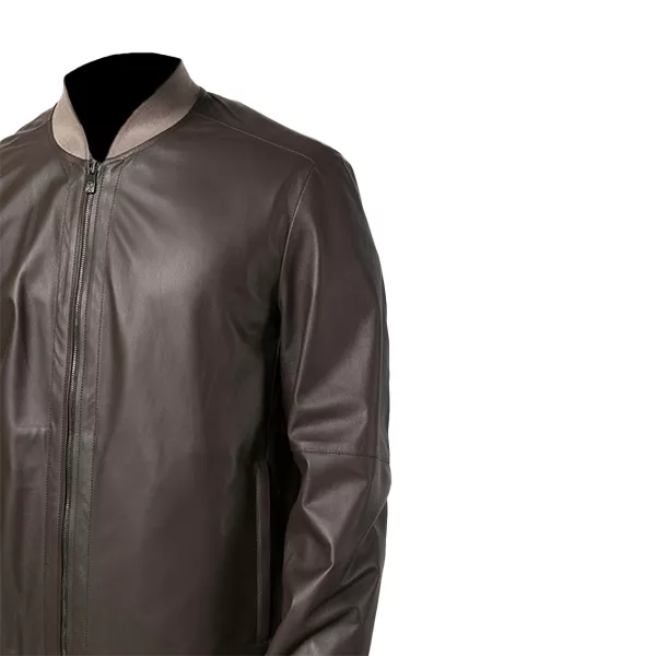 Corneliani Brown Leather Bomber Jacket