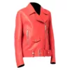 Genuine Red Leather Biker Jacket Women