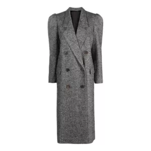 Grey Double Breasted Coat Womens
