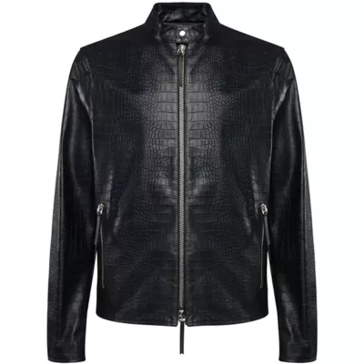 Black Leather Motorcycle Jacket for Men