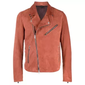 Orange Suede Moto Jacket