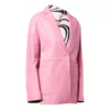 Pink Leather Single Breasted Blazer Womens