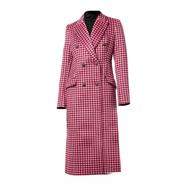 Pink Plaid Coat Womens
