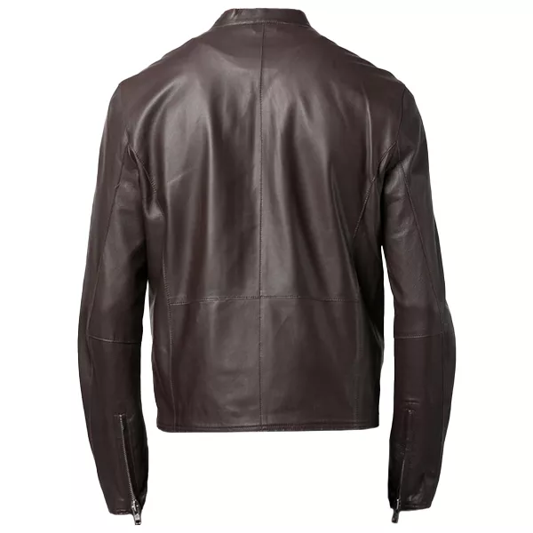 Plain Dark Brown Leather Jacket Men