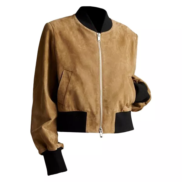Suede Brown Bomber Jacket Womens