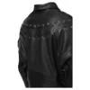Womens Black Detachable Sleeve Cropped Leather Biker Jacket