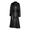 Womens Black Leather Trench Coat
