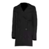 Womens Black Quilted Double Breasted Coat