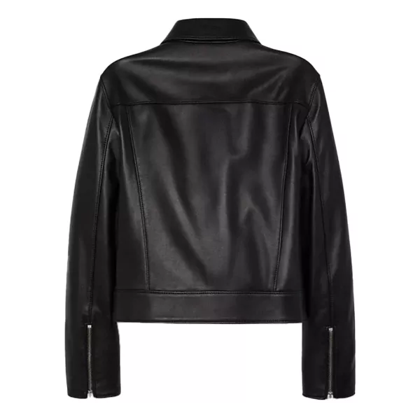 Womens Leather Biker Jacket Black