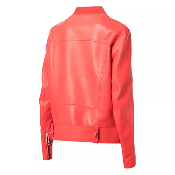 Womens Leather Red Biker Jacket