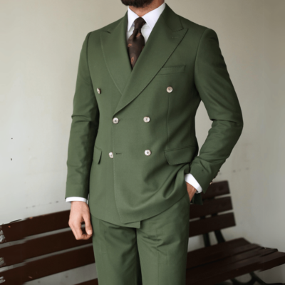Mens Double Breasted Suit | Tailored Suits | Green Color Suit