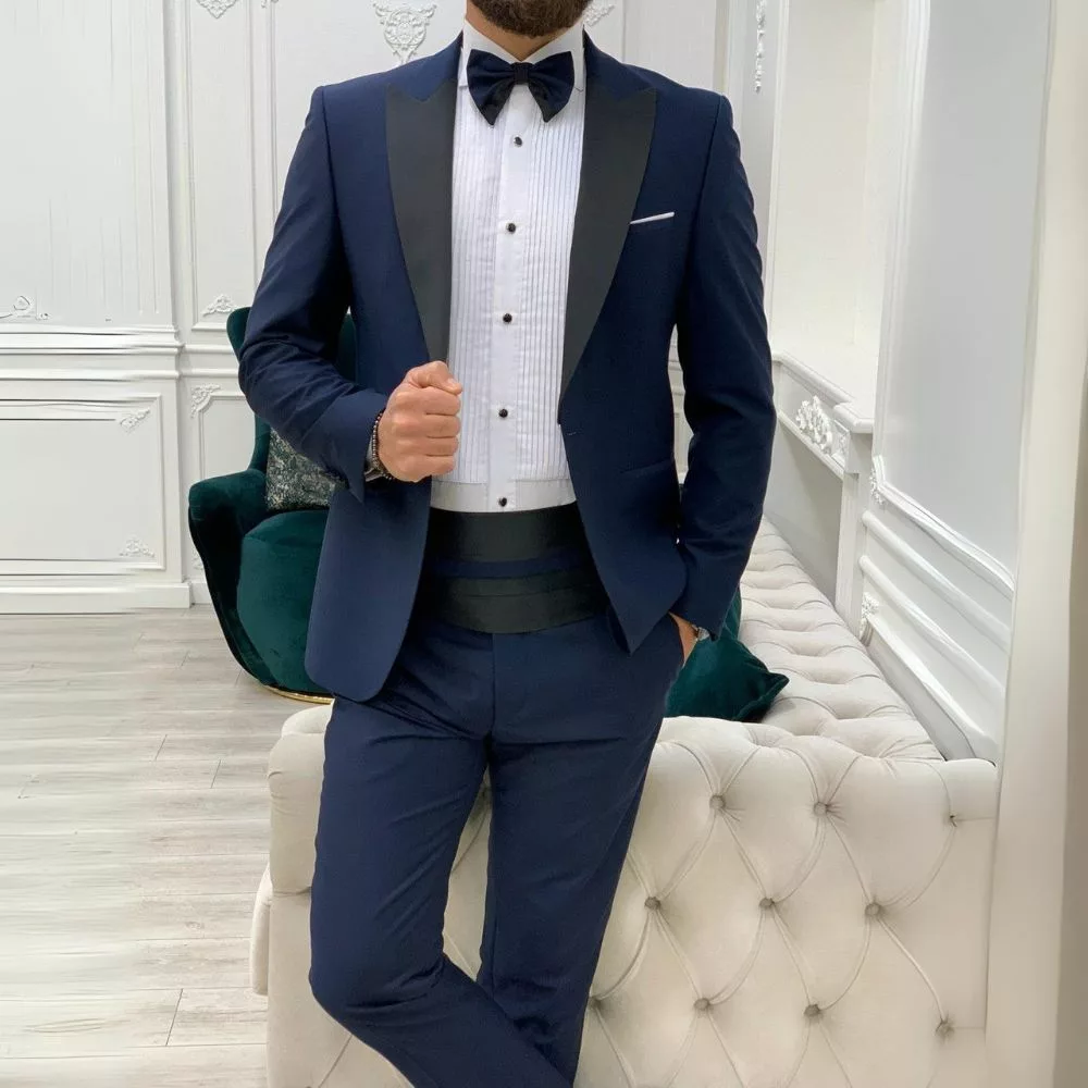 Mens Tuxedo Two Piece Navy wedding tuxedo dress