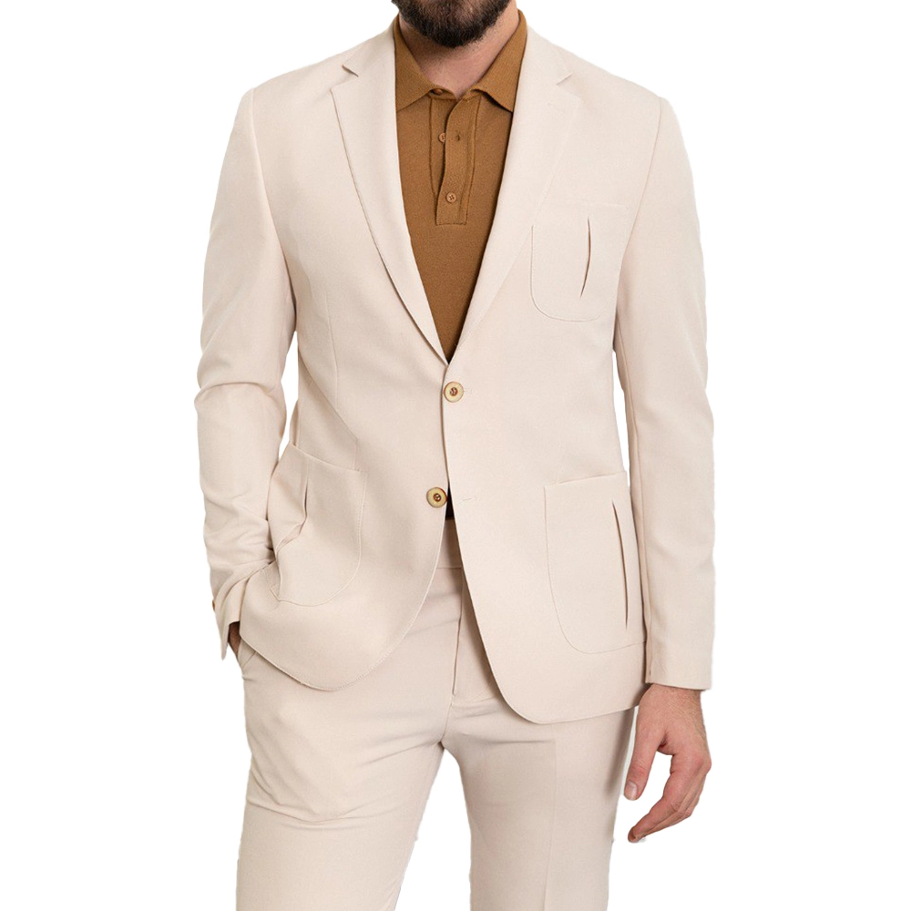 Men Modern Slim Fit Suit | 2 Piece Beige Suit | Mens Fashion Suit | Dinner Suits | Two Piece Cream