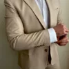 mens linen light brown 2 piece suit