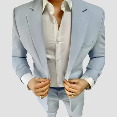 three-piece-linen-light-blue-suit-mens Classic 3 Piece Mens Light Blue Linen Suit