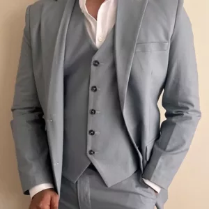 three piece mens light grey suit