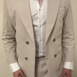 two piece linen mens double breasted suit