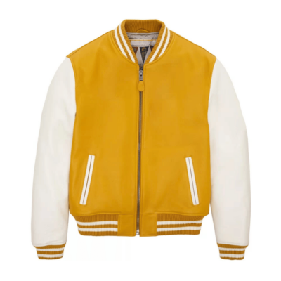 Yellow and White Varsity Jacket | Letterman Jacket Unisex