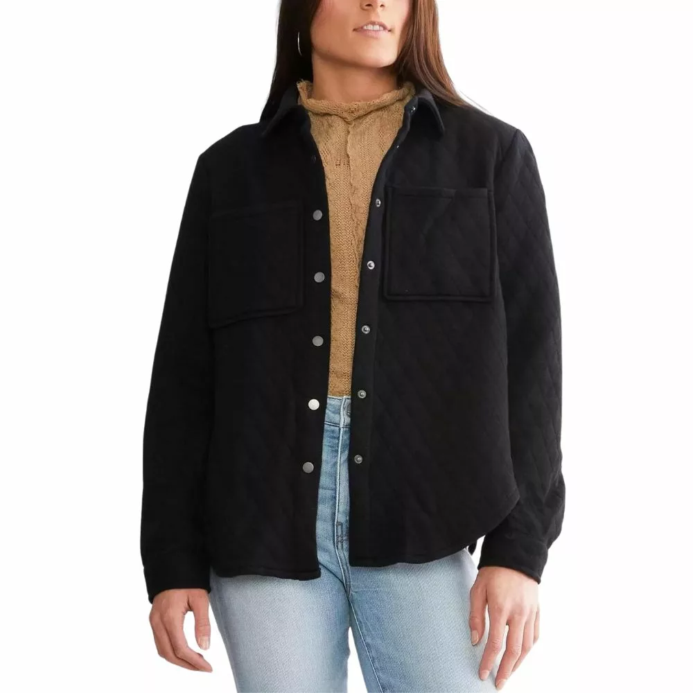 Quilted Black Wool Shacket for women | Shackets for Women