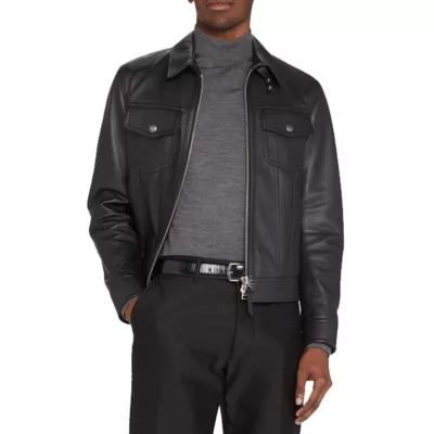 Western Men Leather Jacket | Black Lambskin Leather Jacket