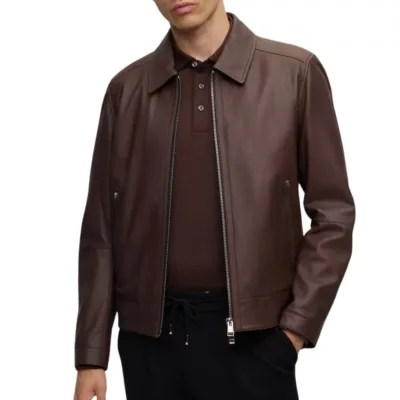 Allan Lamb Leather Dark Brown Leather Jacket
